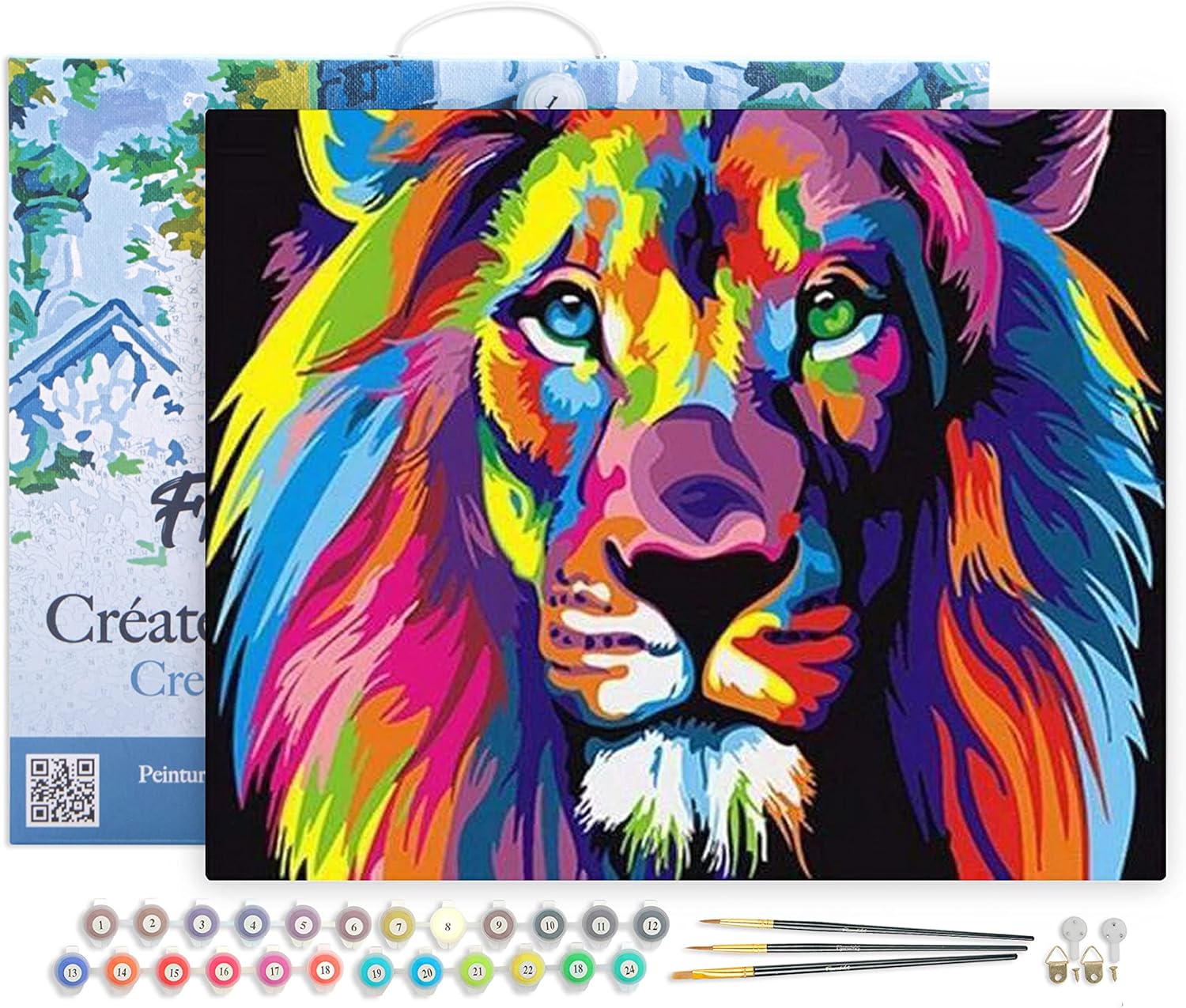 Figured'Art Paint by Numbers Kit for Adults - Lion Pop Art