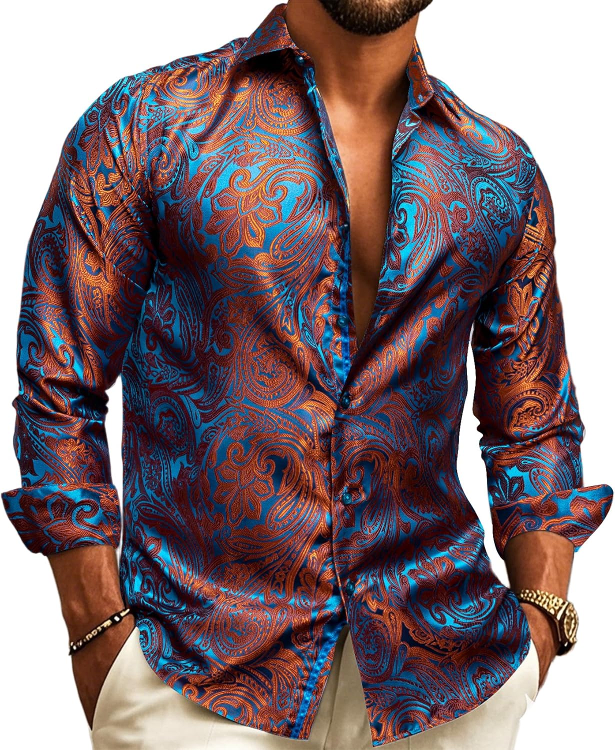 Barry.Wang Men's Silk Shirts for Casual and Formal Occasions