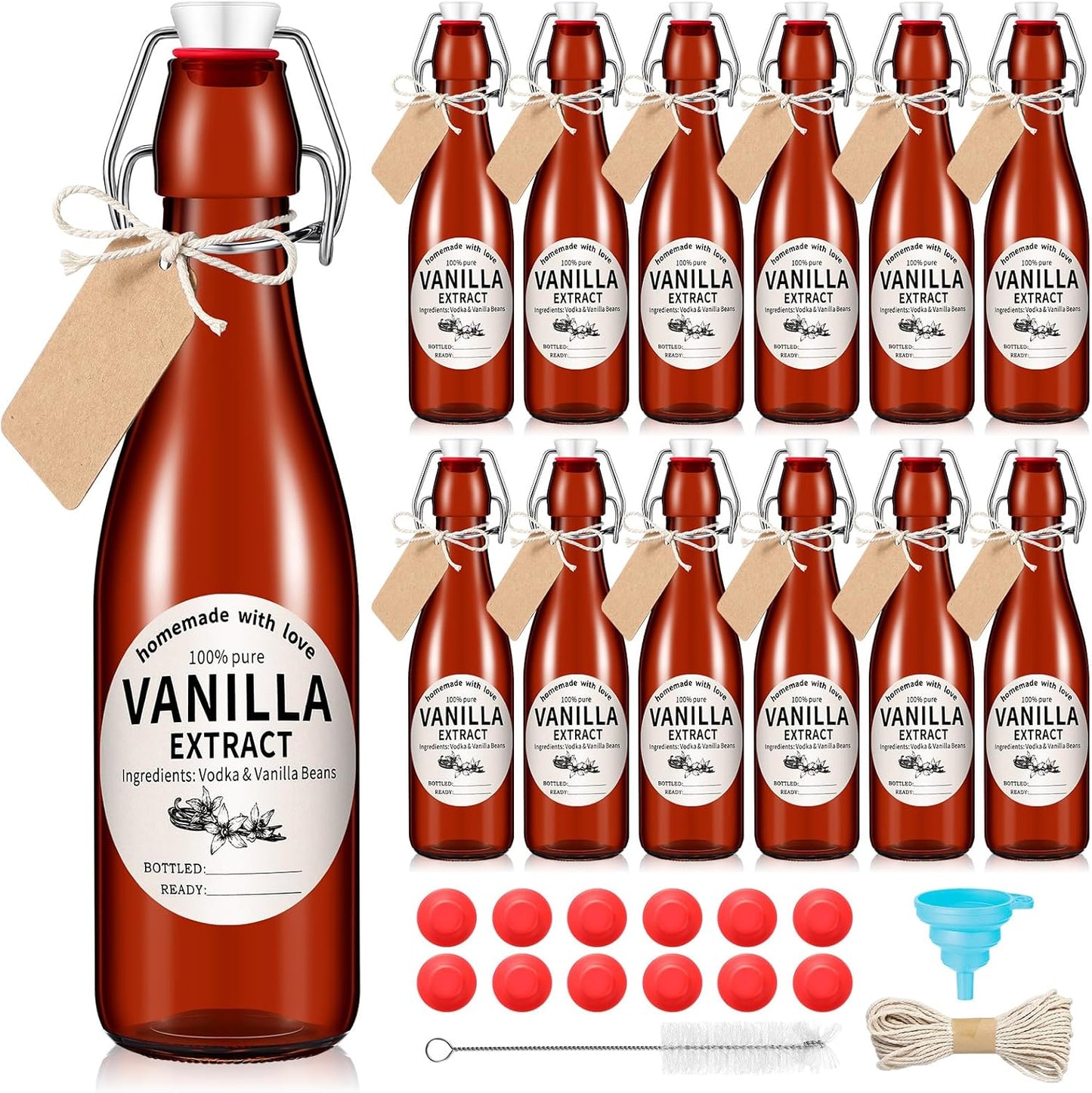 Vesici 12 Sets Swing Top Glass Bottles for Homemade Extracts