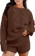 ANRABESS Women 2 Piece Cable Knit Sweater Shorts Set (Style B8S5)