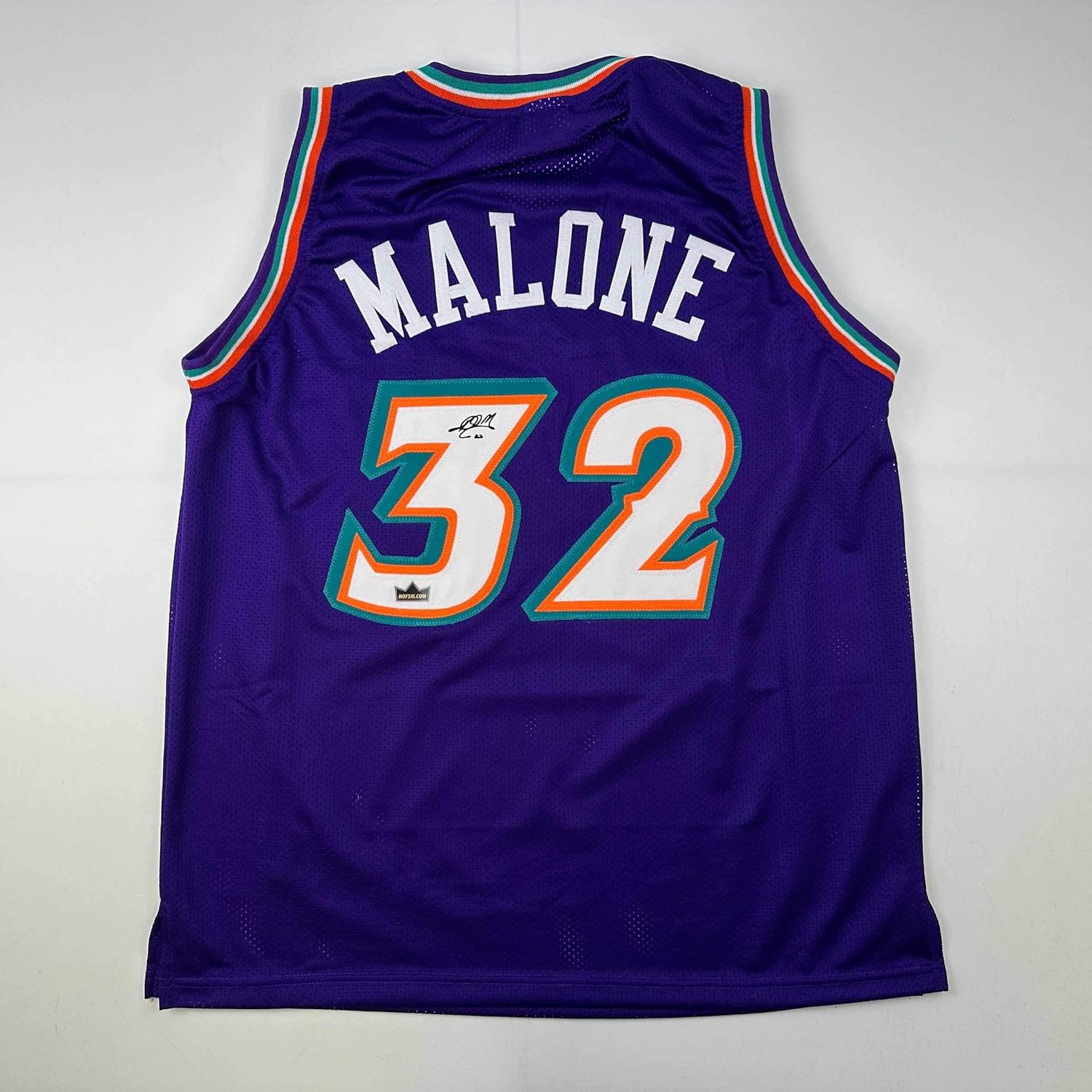 Facsimile Autographed Karl Malone Utah Purple Jersey XL Size