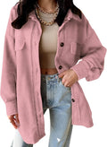 VICHYIE Womens Corduroy Shacket Button Down Shirt - Oversized Cozy Fit