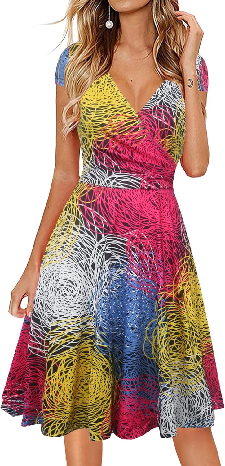 Oxiuly Women's Cap Sleeve Summer Casual Dresses for Every Occasion
