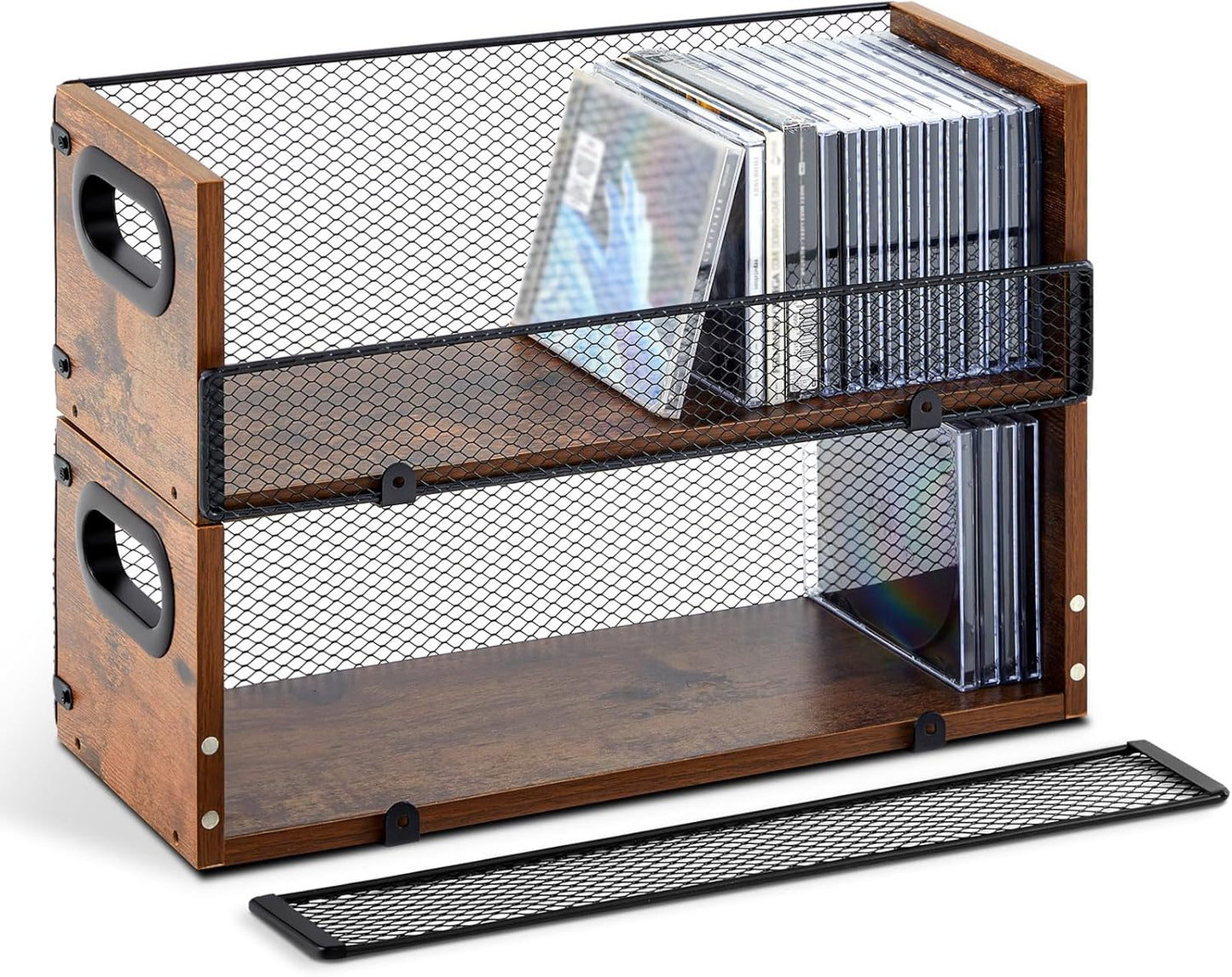 Geelin Wooden CD Storage Box Holder Racks for Organizing Music