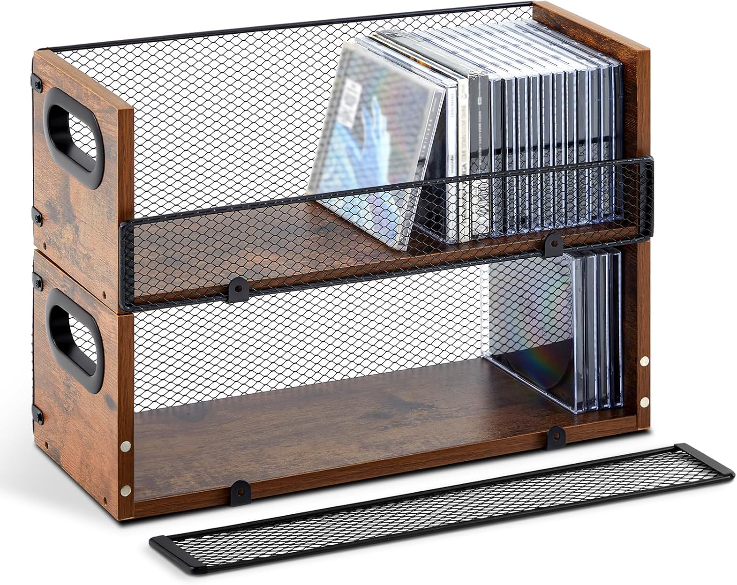 Geelin Wooden CD Storage Box Holder Racks for Organizing Music