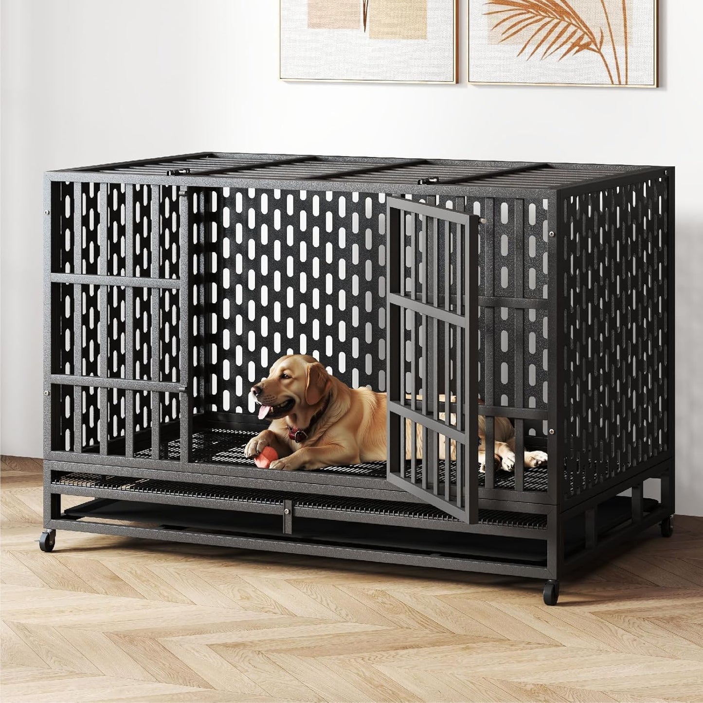 Indestructible 48 Inch Heavy Duty Dog Crate for Large Dogs