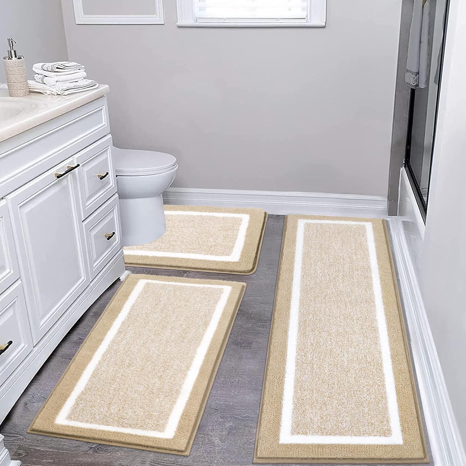 Pauwer 3-Piece Bathroom Rug Set: Soft, Non-Slip, Machine Washable