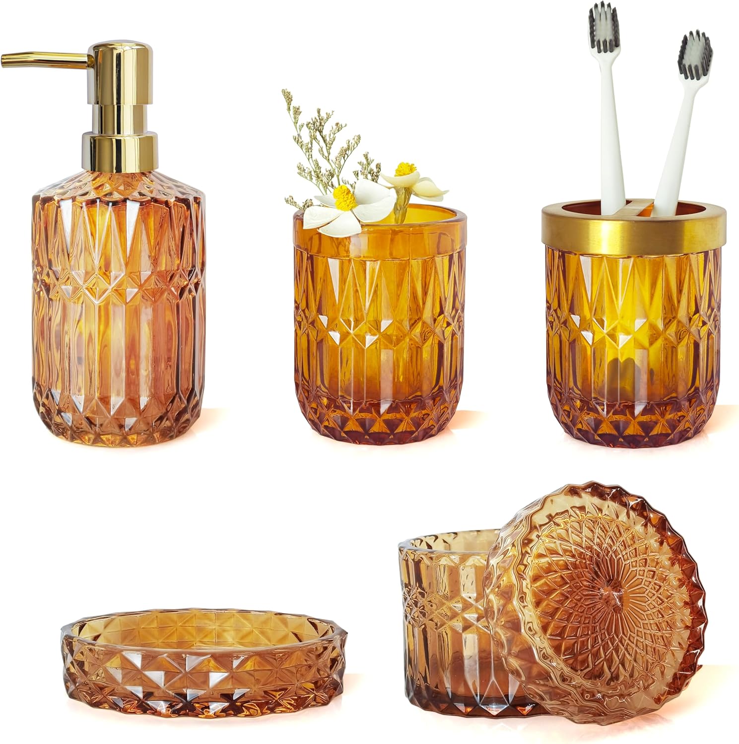 Amber Bathroom Accessories Set for Stylish Home Decor