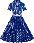 Women 1950s Polka Dot Audrey Swing Dress - Belted A-Line