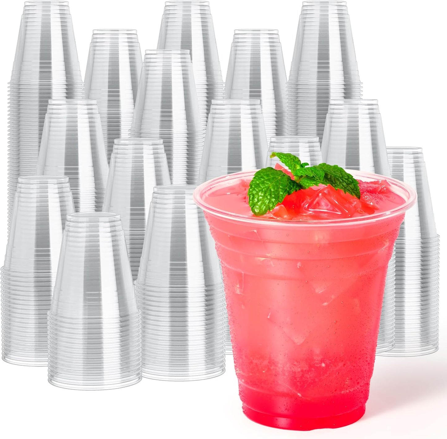 12 oz Clear Plastic Cups for Parties and Events - 1000 Pack