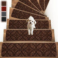 Non-Slip Carpet Stair Treads for Wooden Steps - 15PCS Brown