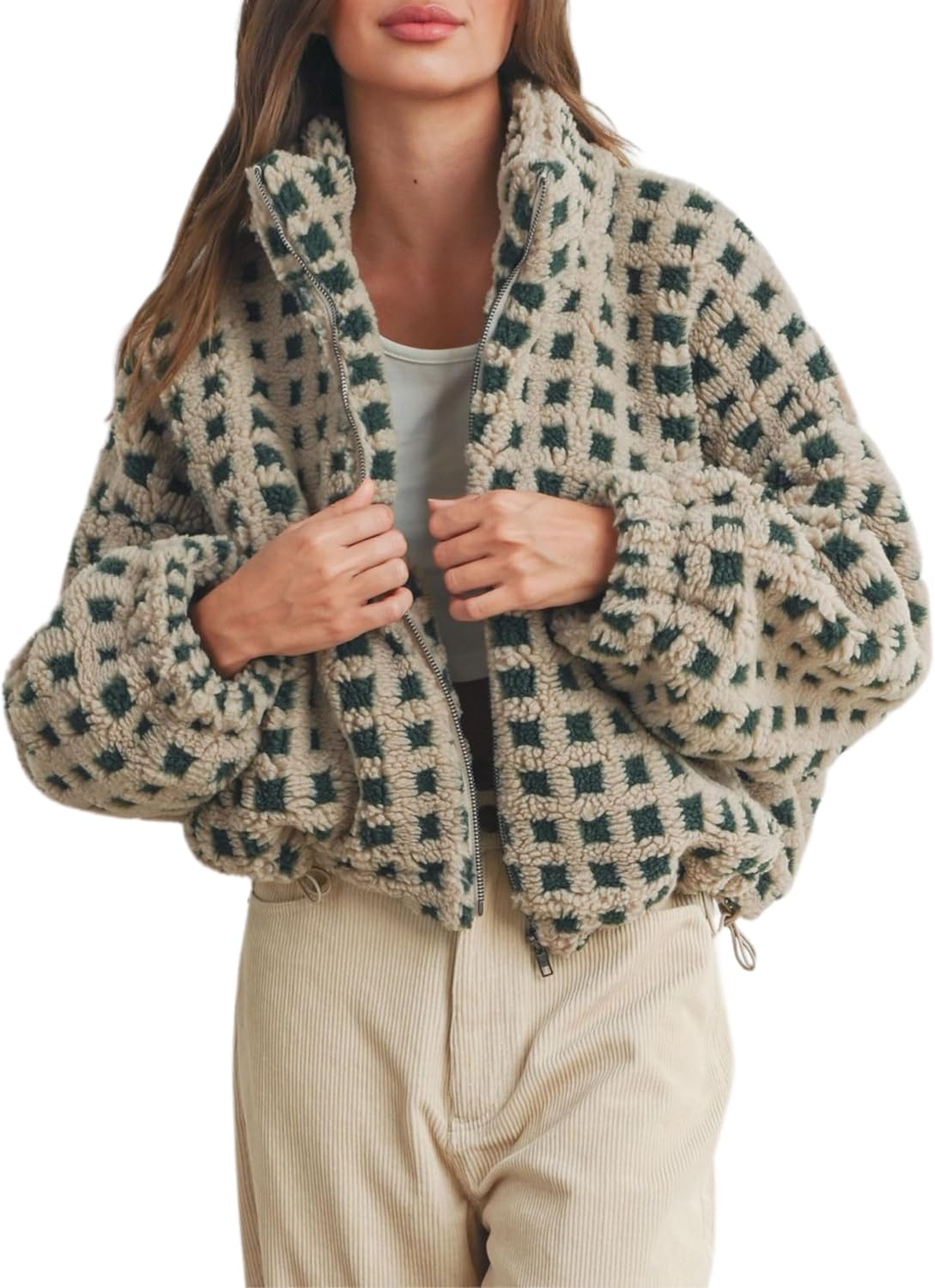 Esmeling Womens Long Sleeve Cropped Sherpa Fleece Jacket Review