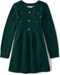 Girls Puff Sleeve Long Sleeve Dress - Soft Cable Knit
