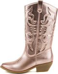 Soda Red Reno Western Cowboy Pointed Toe Knee High Boots - All White