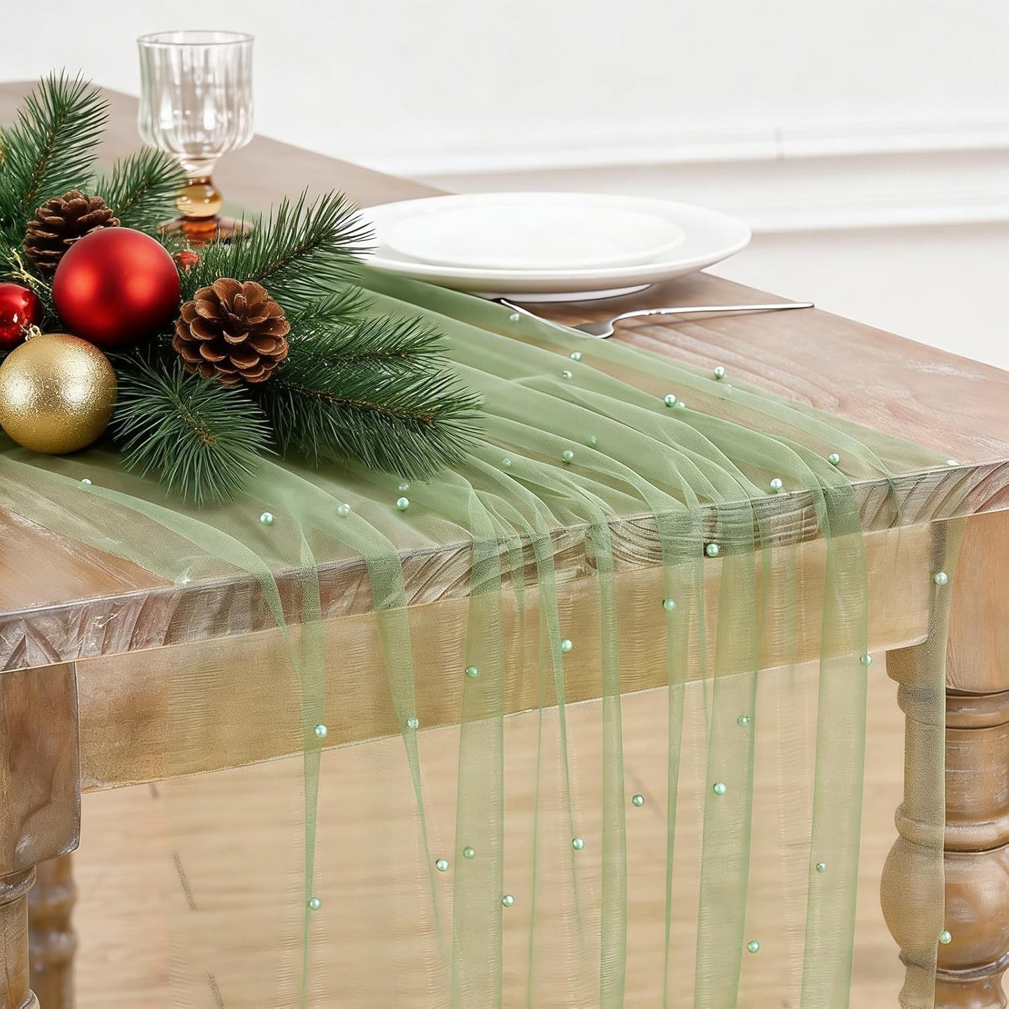 Tulle Pearl Table Runner Lace: Exquisite 10ft Decorative Fabrics