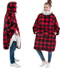 Wearable Blanket Hoodie Oversized Sherpa Fleece - Cozy Travel & Home