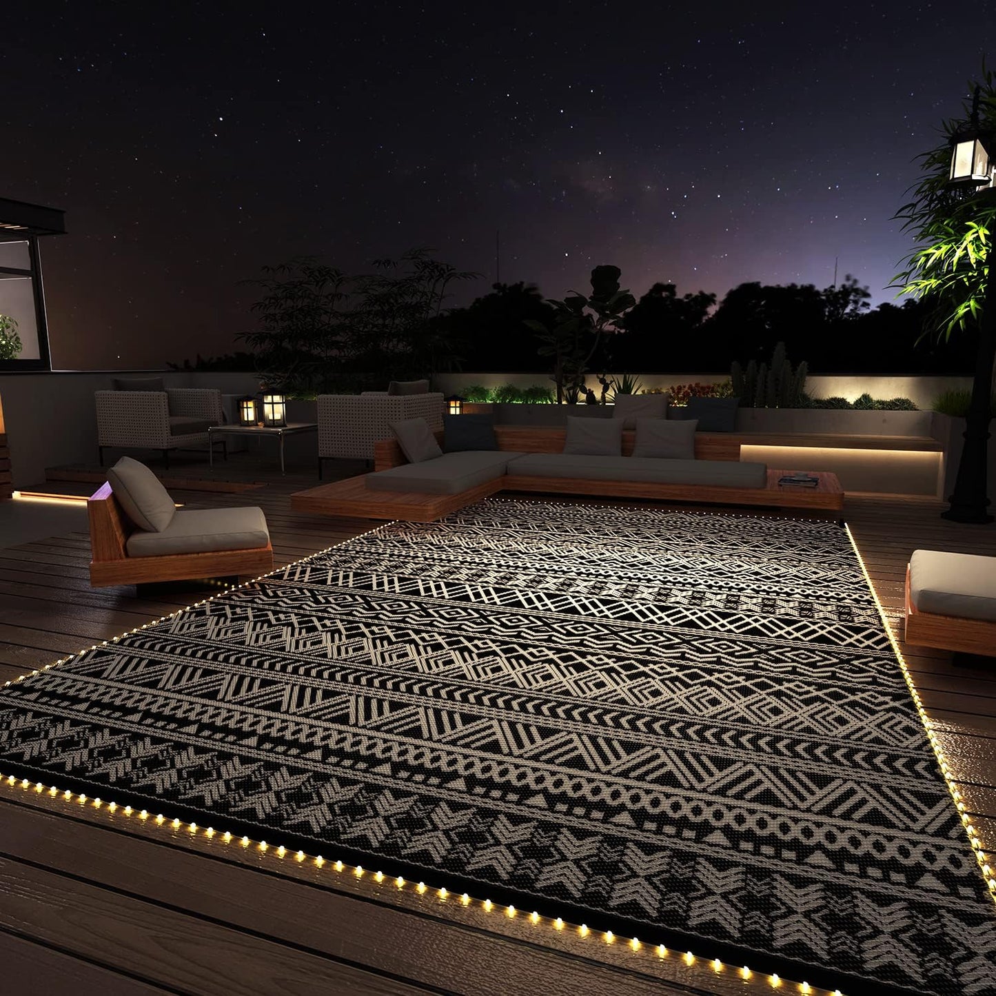 MontVoo Outdoor Rug Carpet 8x10 ft for Patio RV Camping Decor
