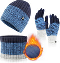 Mens Womens Winter Beanie Hat Scarf Gloves Set - Warm Fleece Lined Kit