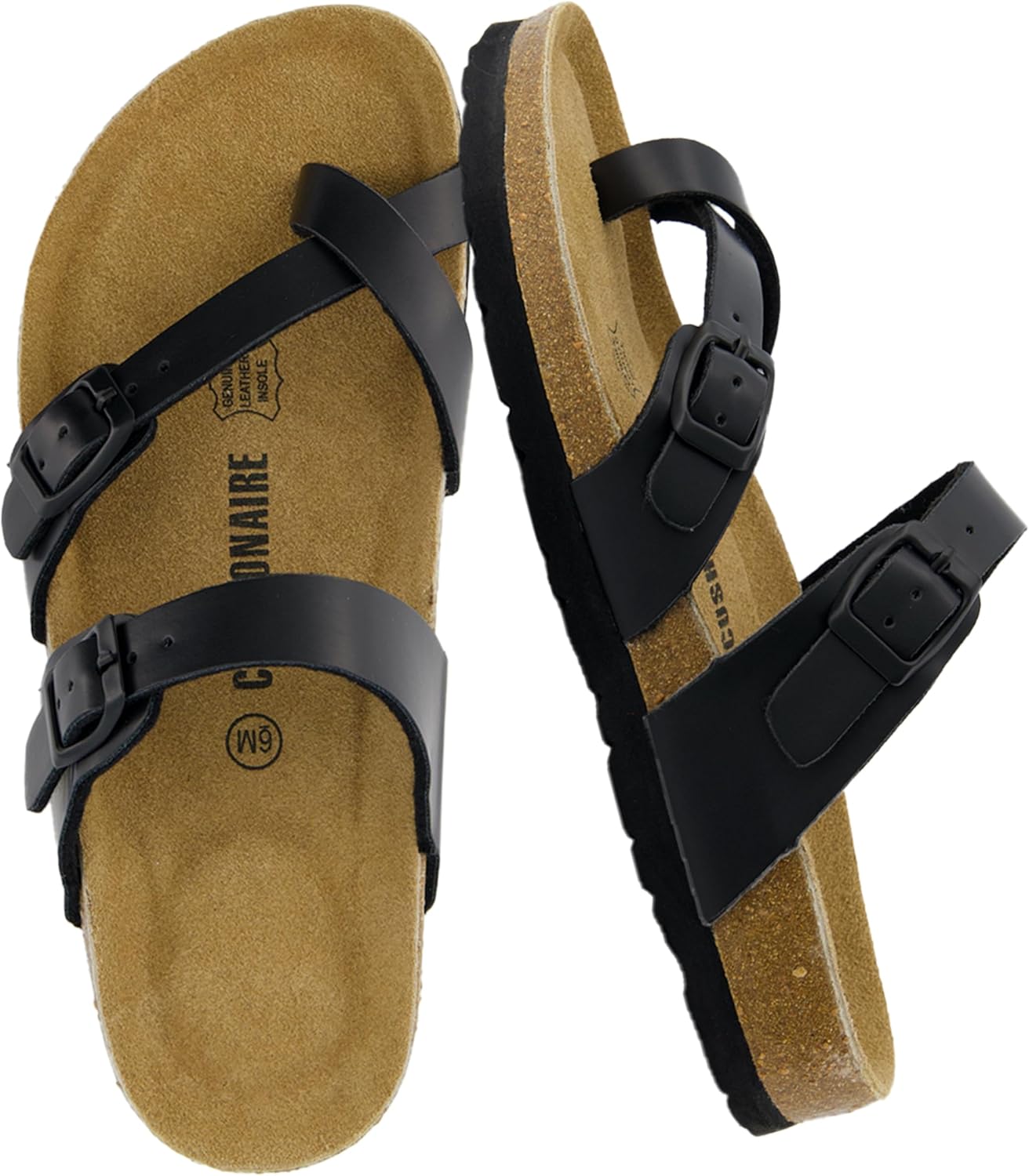 CUSHIONAIRE Women's Luna Cork Footbed Sandal for Everyday Comfort