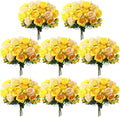 Artificial Peonies Bouquet 8 Bundles (Yellow, Champagne) - Lifelike