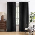 Black Linen Pinch Pleated Blackout Curtains for Elegant Rooms