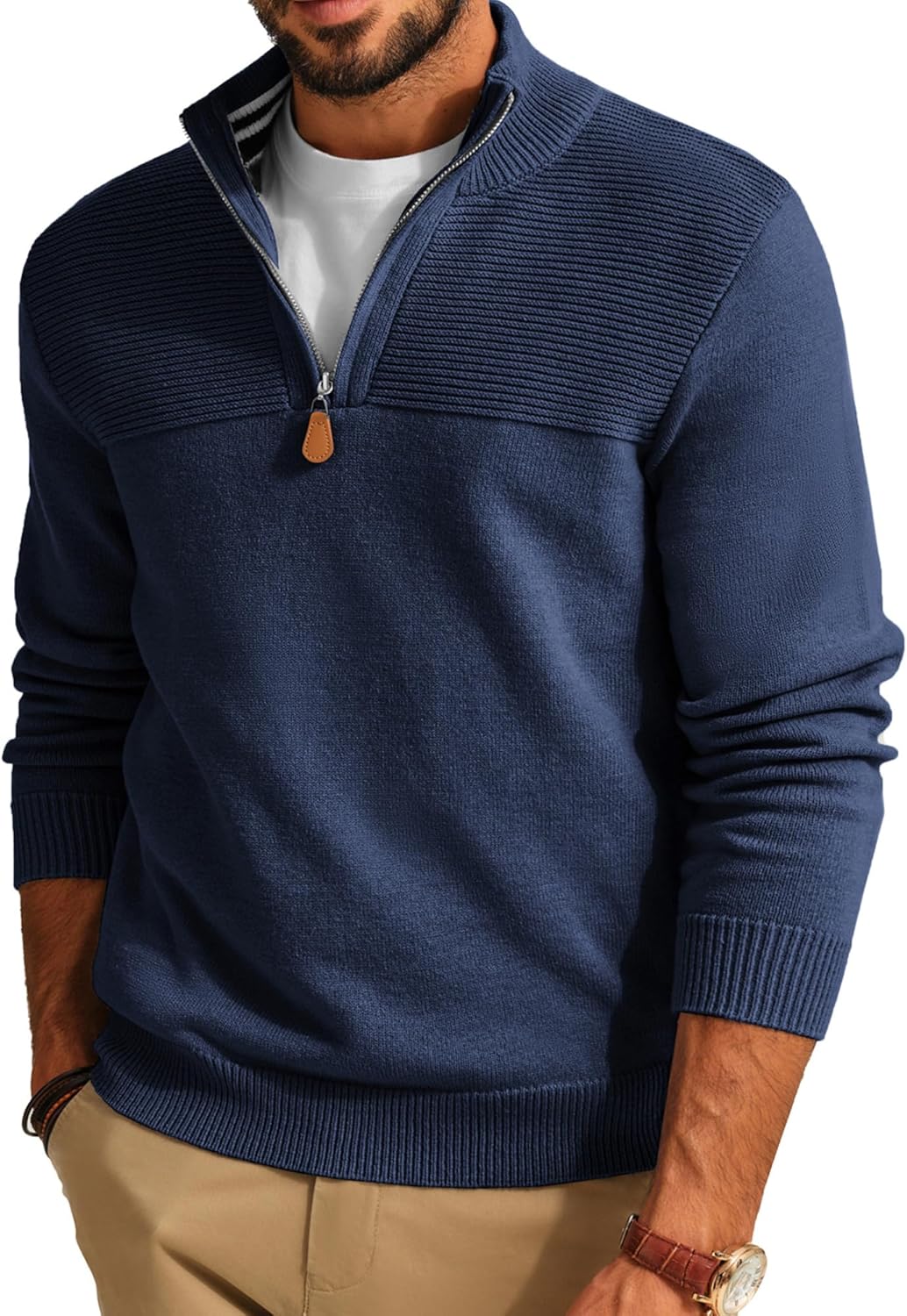 PJ PAUL JONES Men's Quarter Zip Sweater for Casual Style