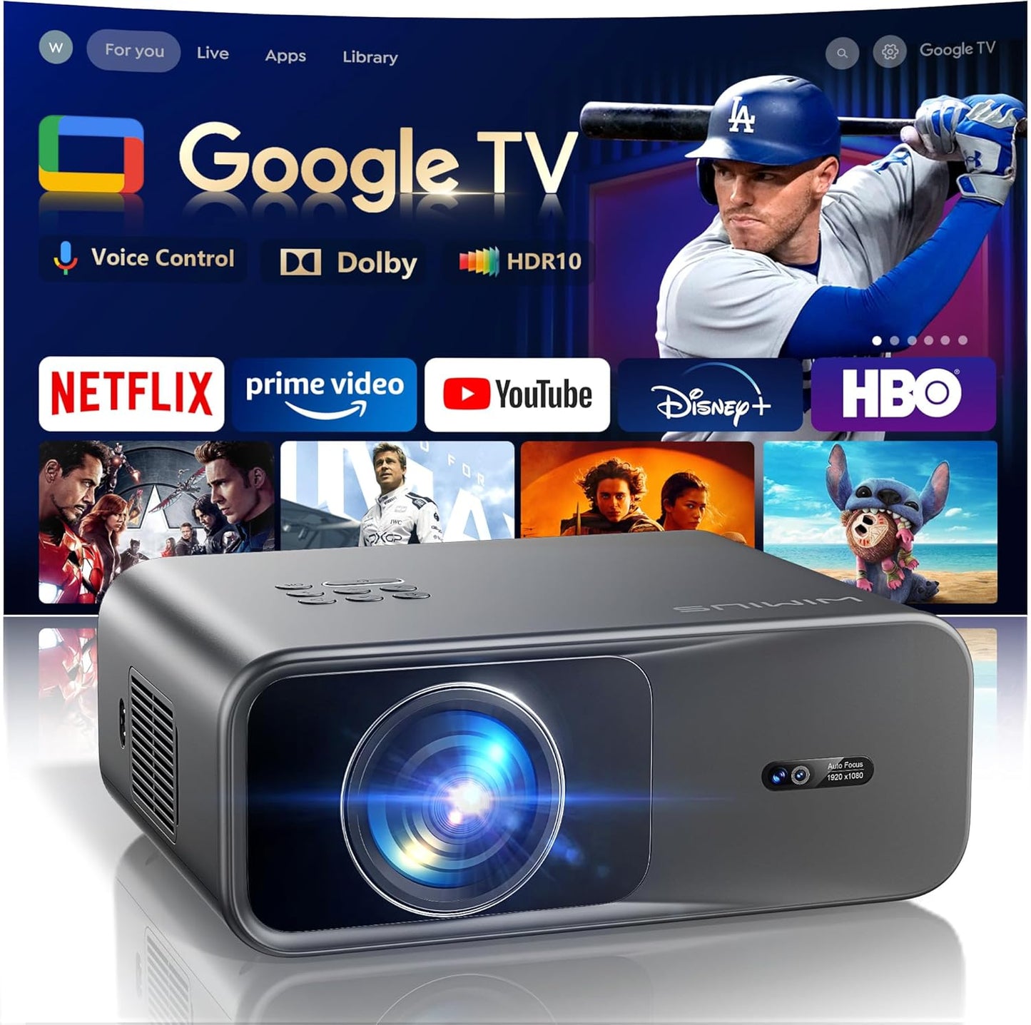 4K Projector with Google TV, Dolby Audio, and Smart Features