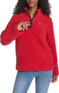 Tommy Hilfiger womens 1/4 Zip Mockneck Sherpa Soft Pullover - Cozy is