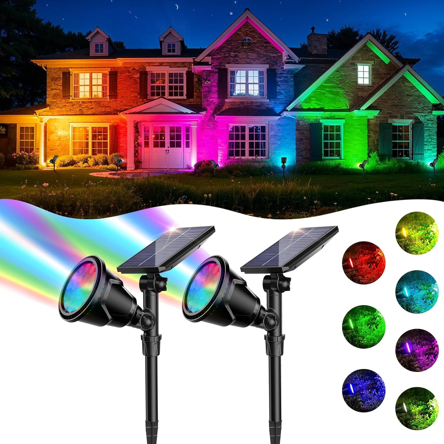ROSHWEY Solar Spot Lights Outdoor for Halloween and Christmas