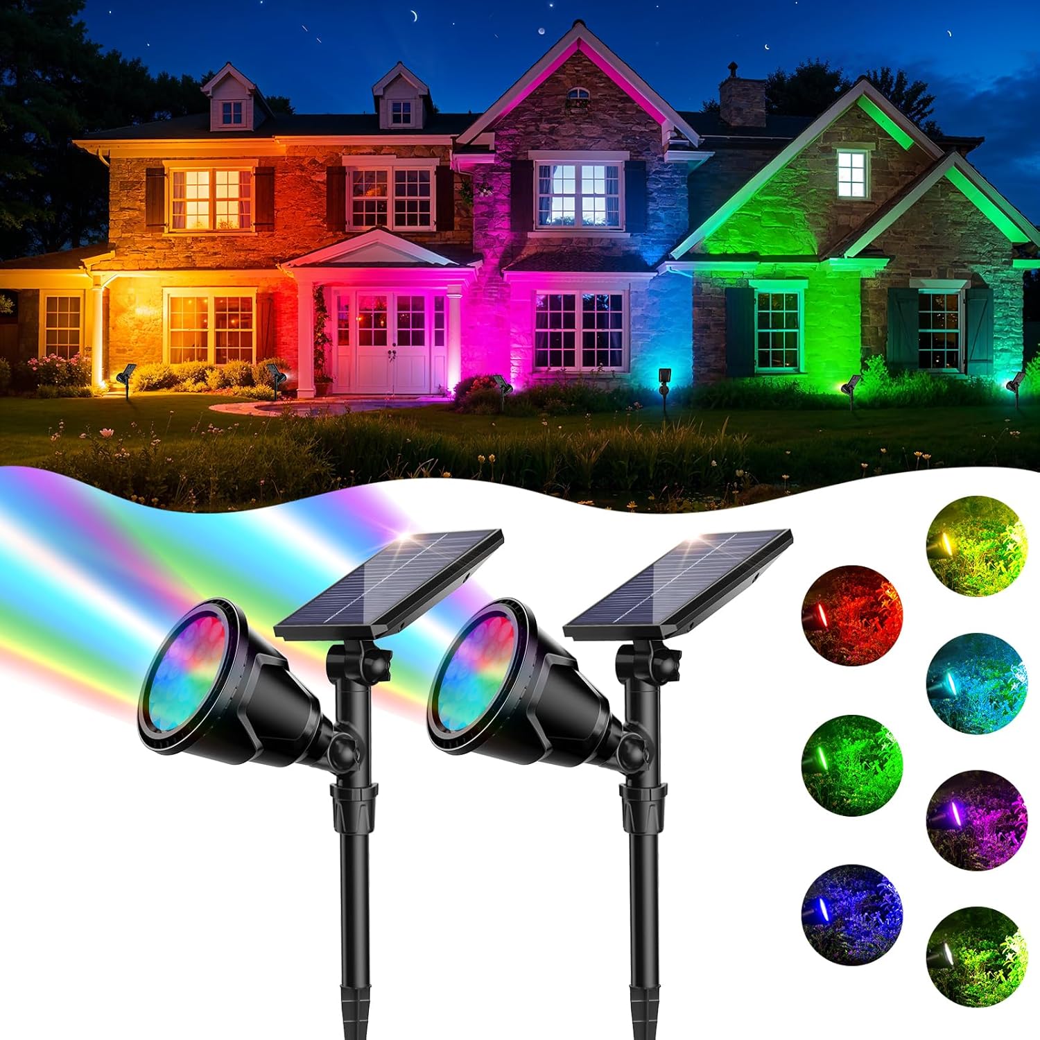 ROSHWEY Solar Spot Lights Outdoor for Halloween and Christmas