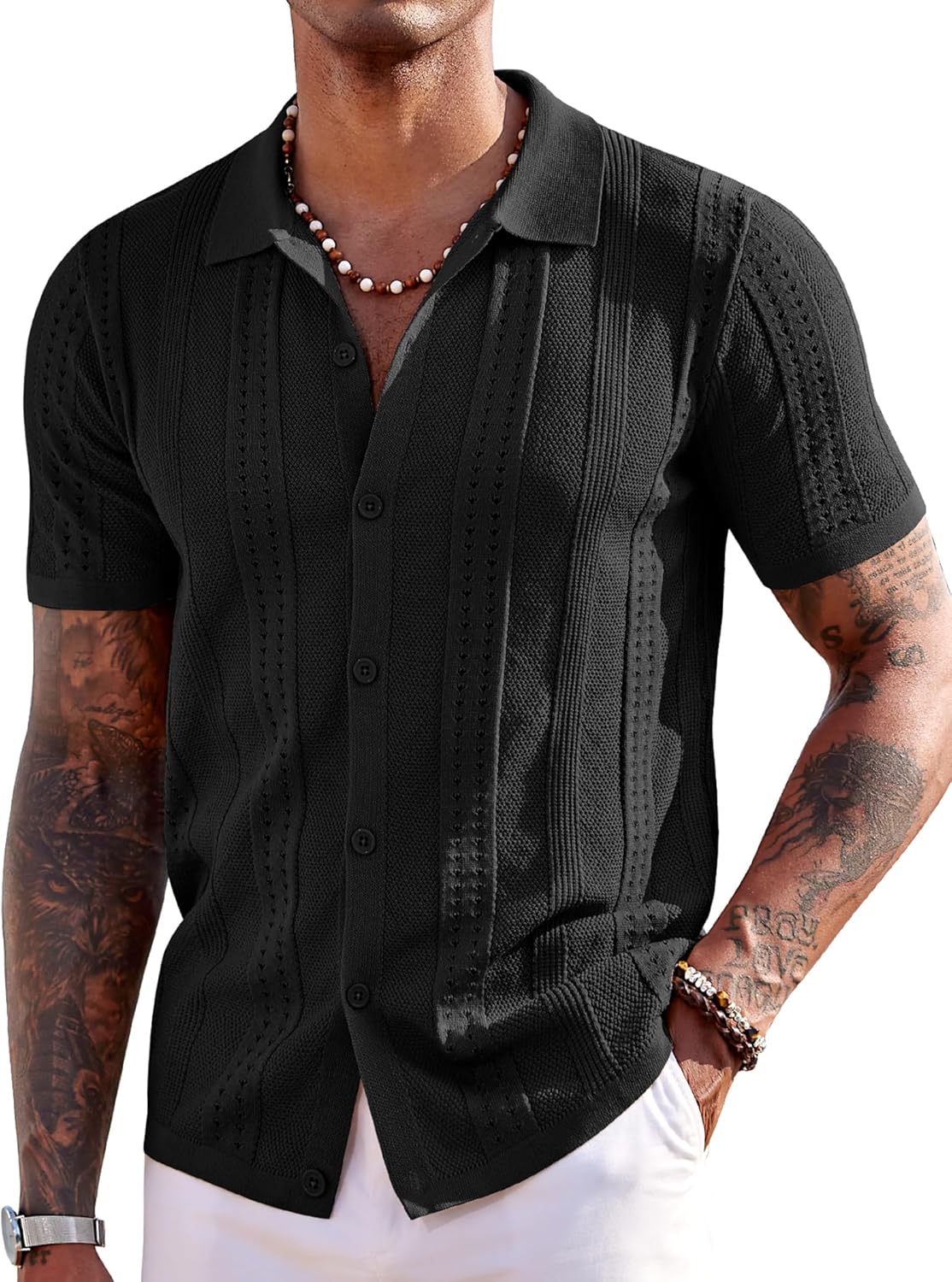 COOFANDY Men's Knit Shirts Short Sleeve Casual Summer Style