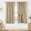 63 Inch Pom Pom Taupe Curtains for Girls Room - Double Layer Short
