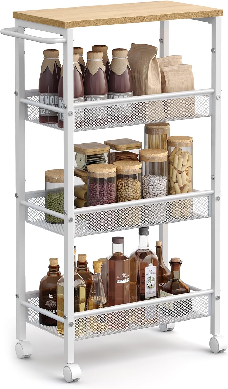 Slim 4-Tier Rolling Cart for Any Room by VASAGLE