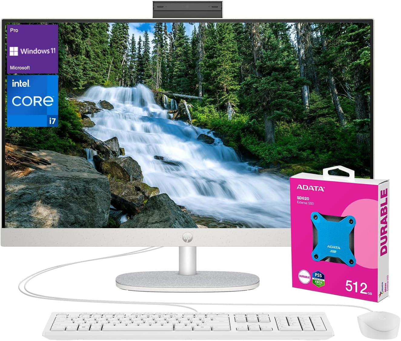 Powerful HP 27 i7 AIO Desktop Bundle + ADATA 512GB SSD