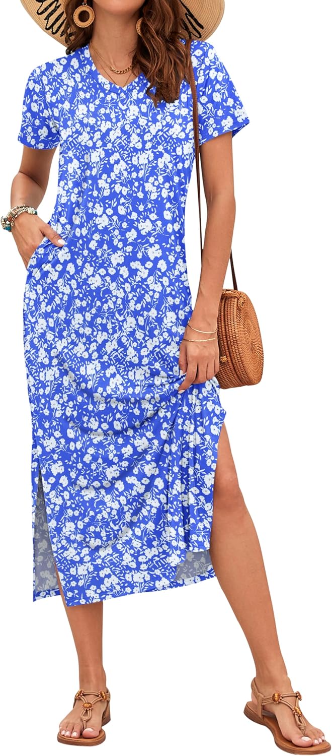 MISFAY Women Summer Midi Dresses Casual Loose Short Sleeve Dress