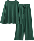 Womens 2 Piece Oversized Knit Sweater Set - Cozy Wide Leg Pants Sets