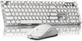 Typewriter Style Keyboard and Mouse Combo White - Retro Backlit