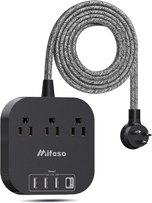 Compact Charging Hub with USB C & 3 Outlets