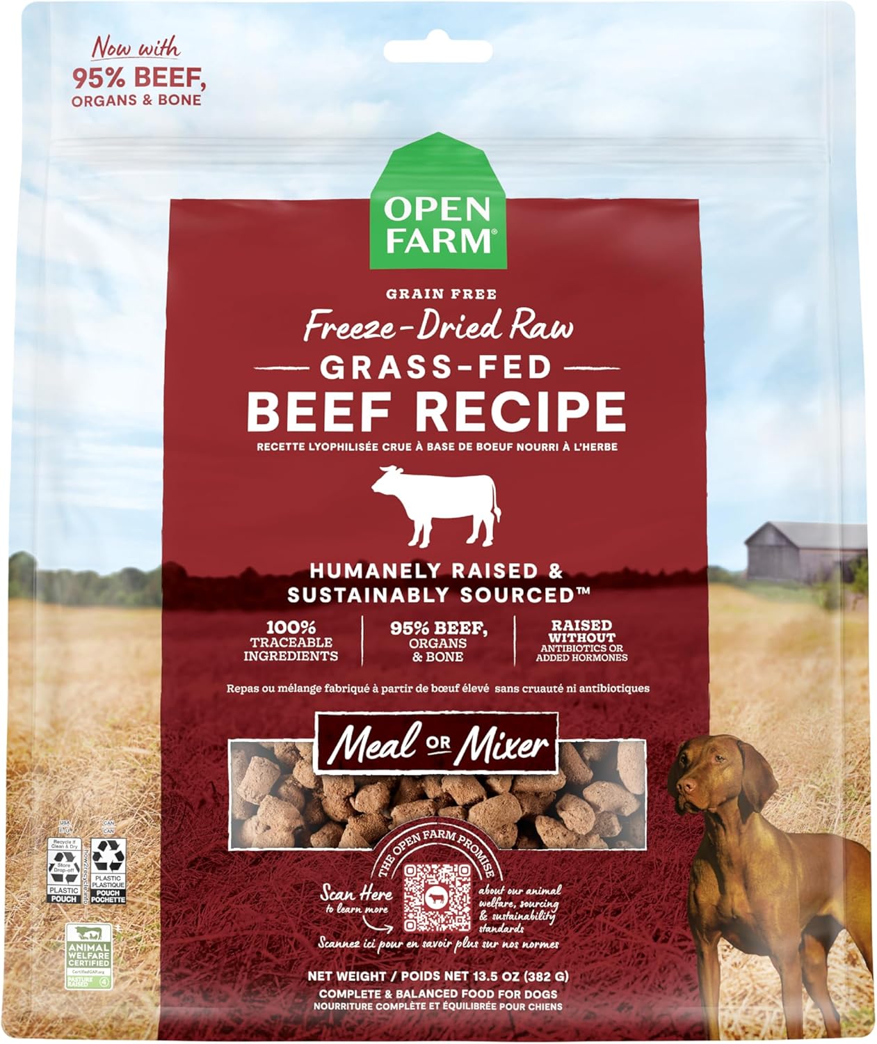 Open Farm Freeze Dried Raw Dog Food with 95% Meat and Superfoods