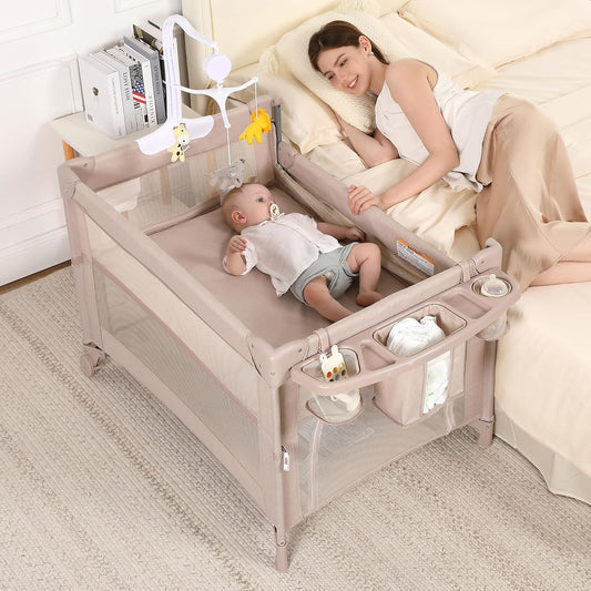 5 in 1 Baby Playard Portable Crib for Newborns to Toddlers