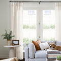 Pinch Pleated Linen Curtains 102 in - Memory Shape Trained Drapes
