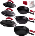 Cuisinel Cast Iron Skillets Set with Lids - 8ft 10ft 12ft Pre-Seasoned