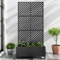 72in Metal Raised Garden Bed with Trellis and Wheels - Black Parallel