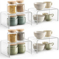 Syntus Cabinet Shelf Organizer 4 Pack - Clear Shelf Risers for Spices