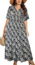 Plus Size Women's Hawaiian Floral Print Bohemian Maxi Dress