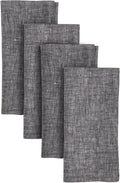 Set of 4 Pure Linen Chambray Black Dinner Napkins for Holidays