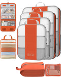 Compression Packing Cubes 8-Piece Set (Orange) - Travel Organizer