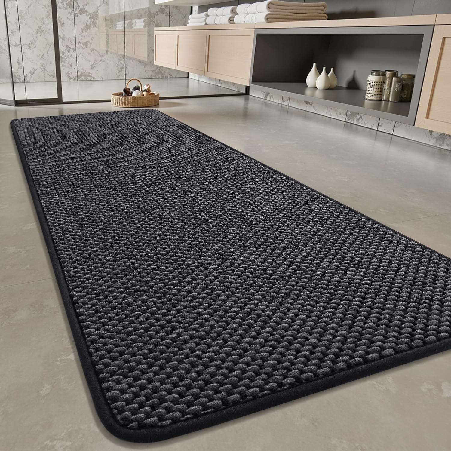 Super Absorbent Chenille Bath Mat Runner for Non Slip Safety