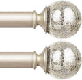 Curtain Rod 48 to 84 in 2 Pack - Crackle Glass Finials, Champagne Gold