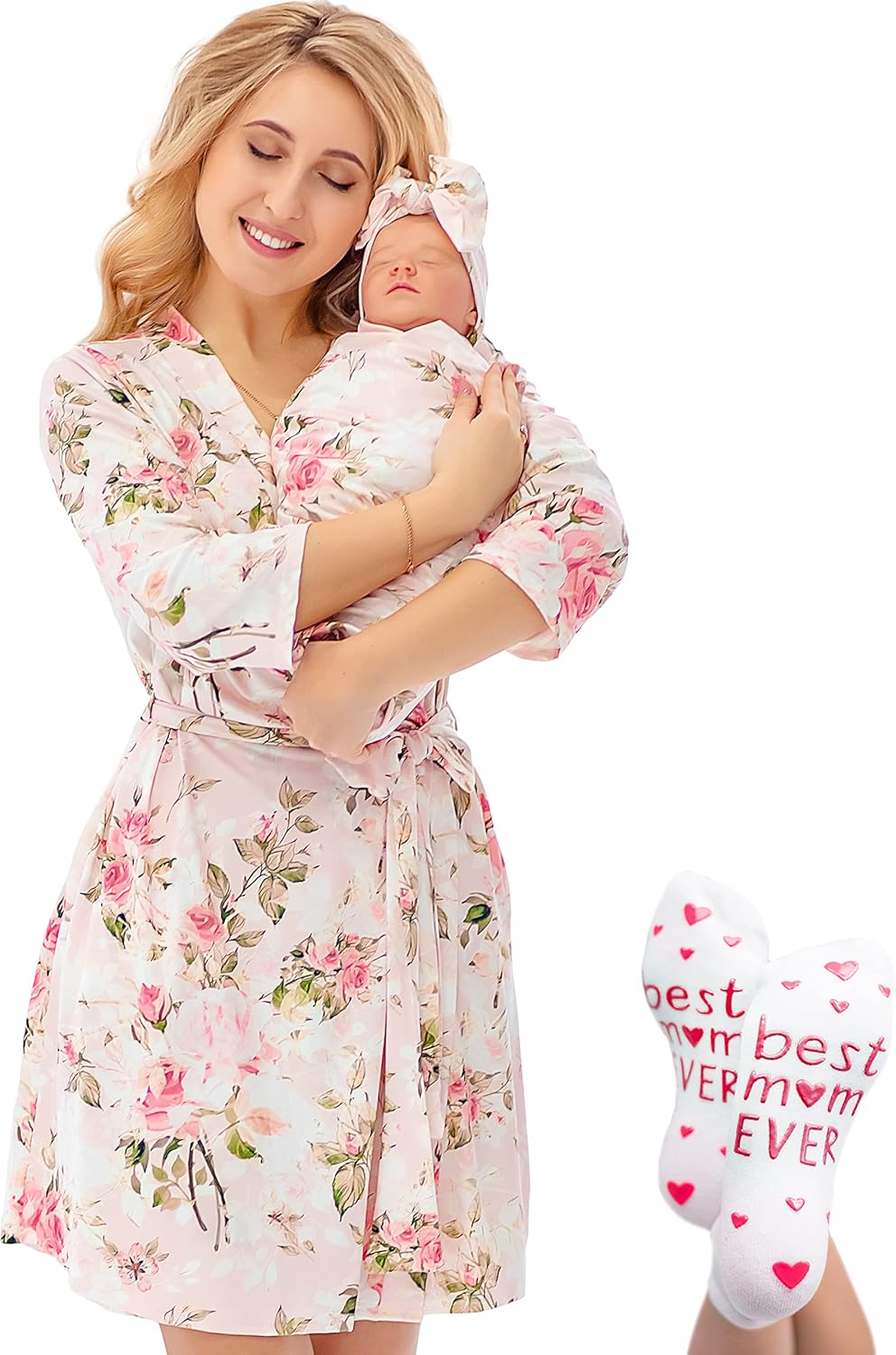 ECO BABY Mommy and Me Robe and Swaddle Set for New Moms